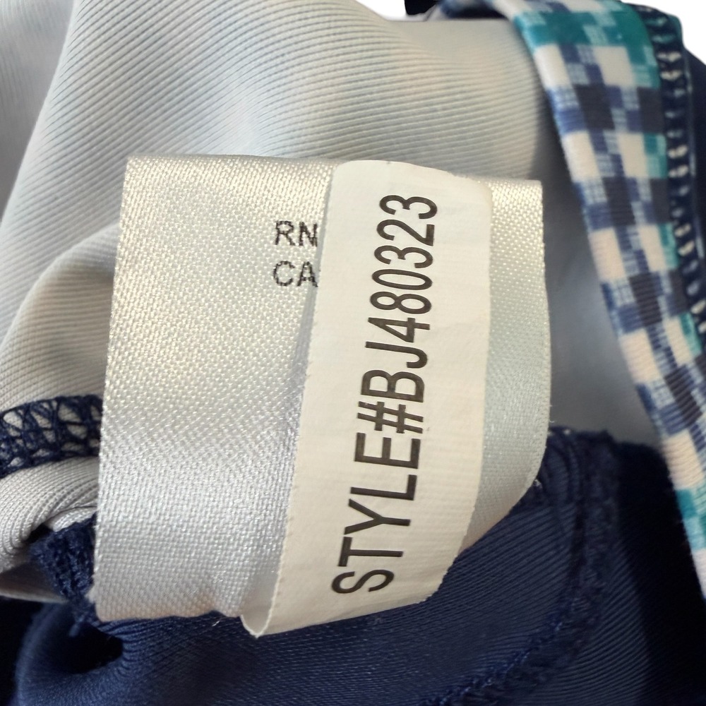 Bobby Jones X-H2O Mens Large 1/4 Zip Golf Pullover Navy Blue Gingham Performance - Picture 6 of 8